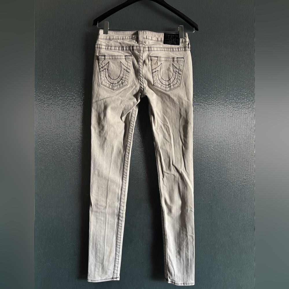 True Religion Stella Low Rise Gray Denim Stovepipe Jeans Size 28 Made in USA